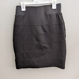 A. Byer Medium Black Banded Pencil Skirt Capsule Wardrobe Classic Neutral Staple